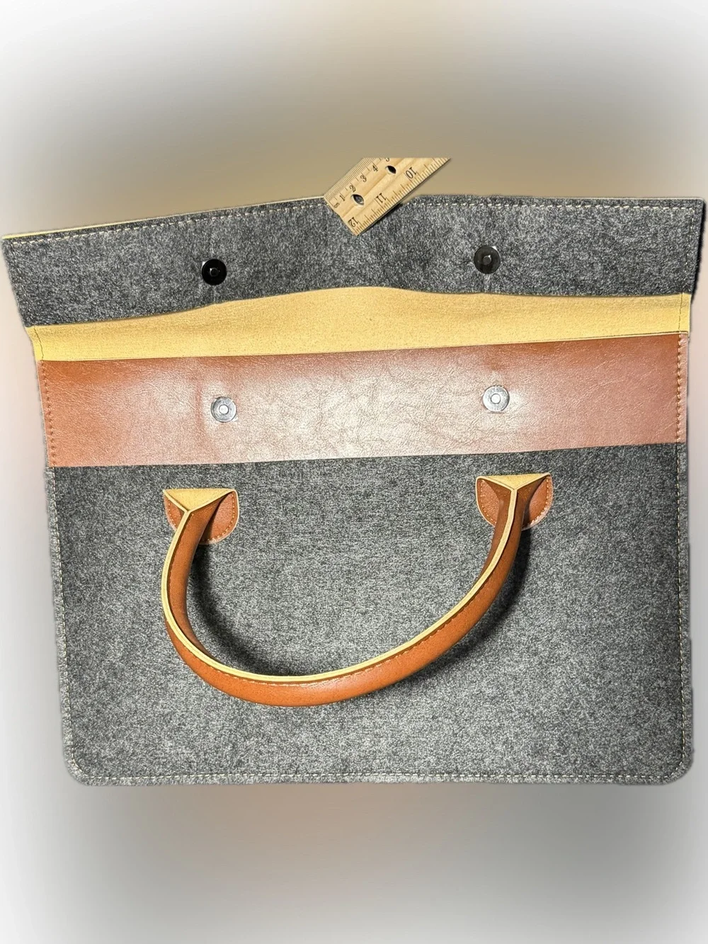 NWOT Drawiger Wool Leather Laptop Sleeve Briefcase 15” MacBook Gray